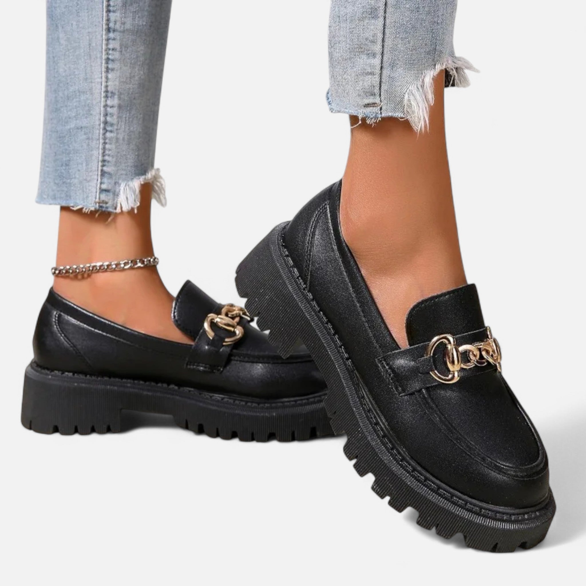 Montenza | Women’s Thick-Heel Loafers – Vintage Preppy Elegance