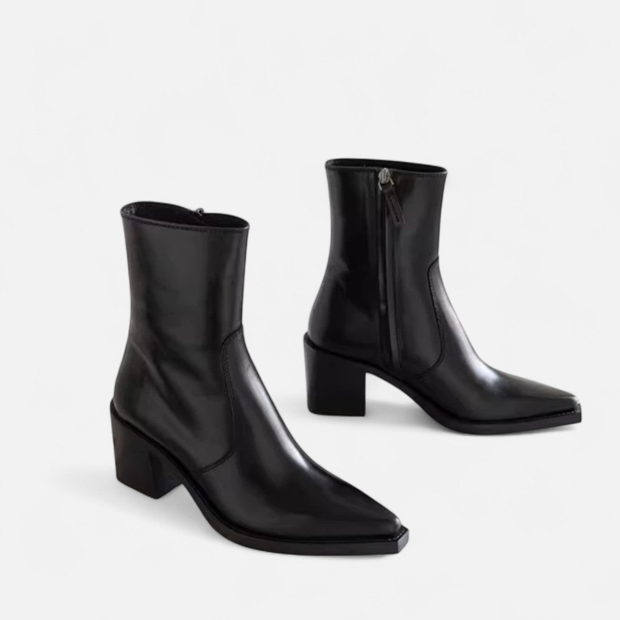 Montenza | Women’s High-Heeled Leather Ankle Boots – Sculpted Elegance