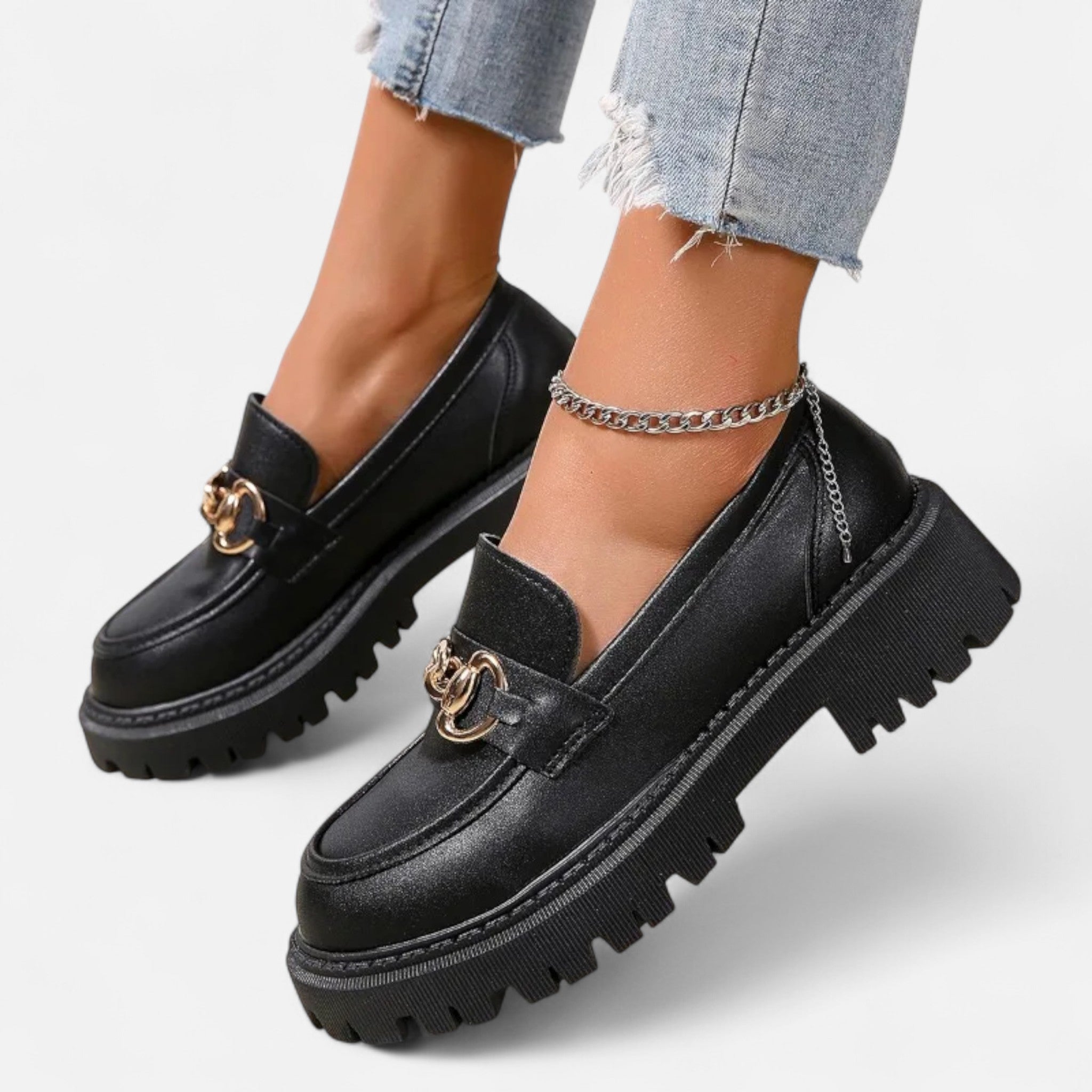 Montenza | Women’s Thick-Heel Loafers – Vintage Preppy Elegance