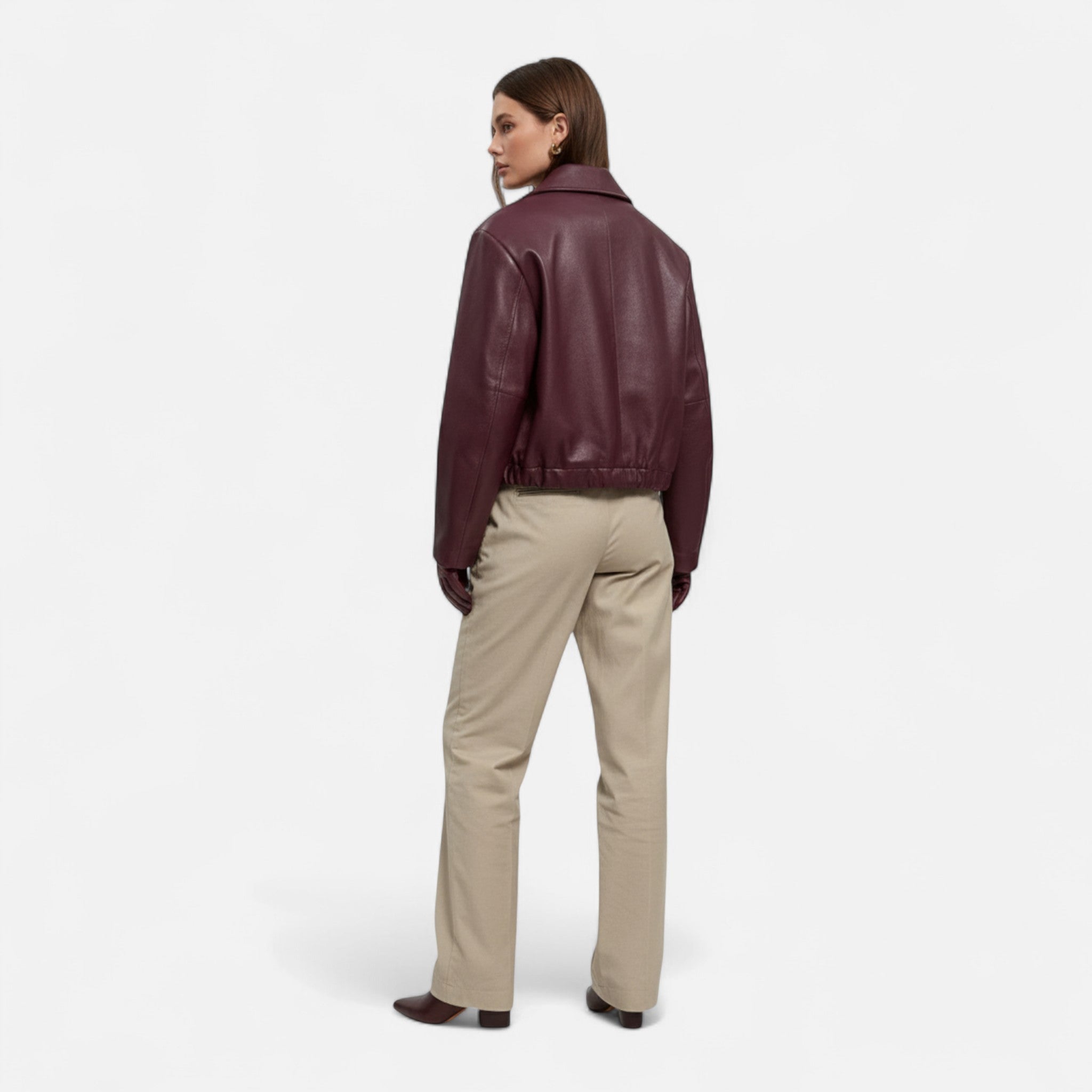 Montenza | Women’s Wide-Cut Leather Jacket – Contemporary Silhouette
