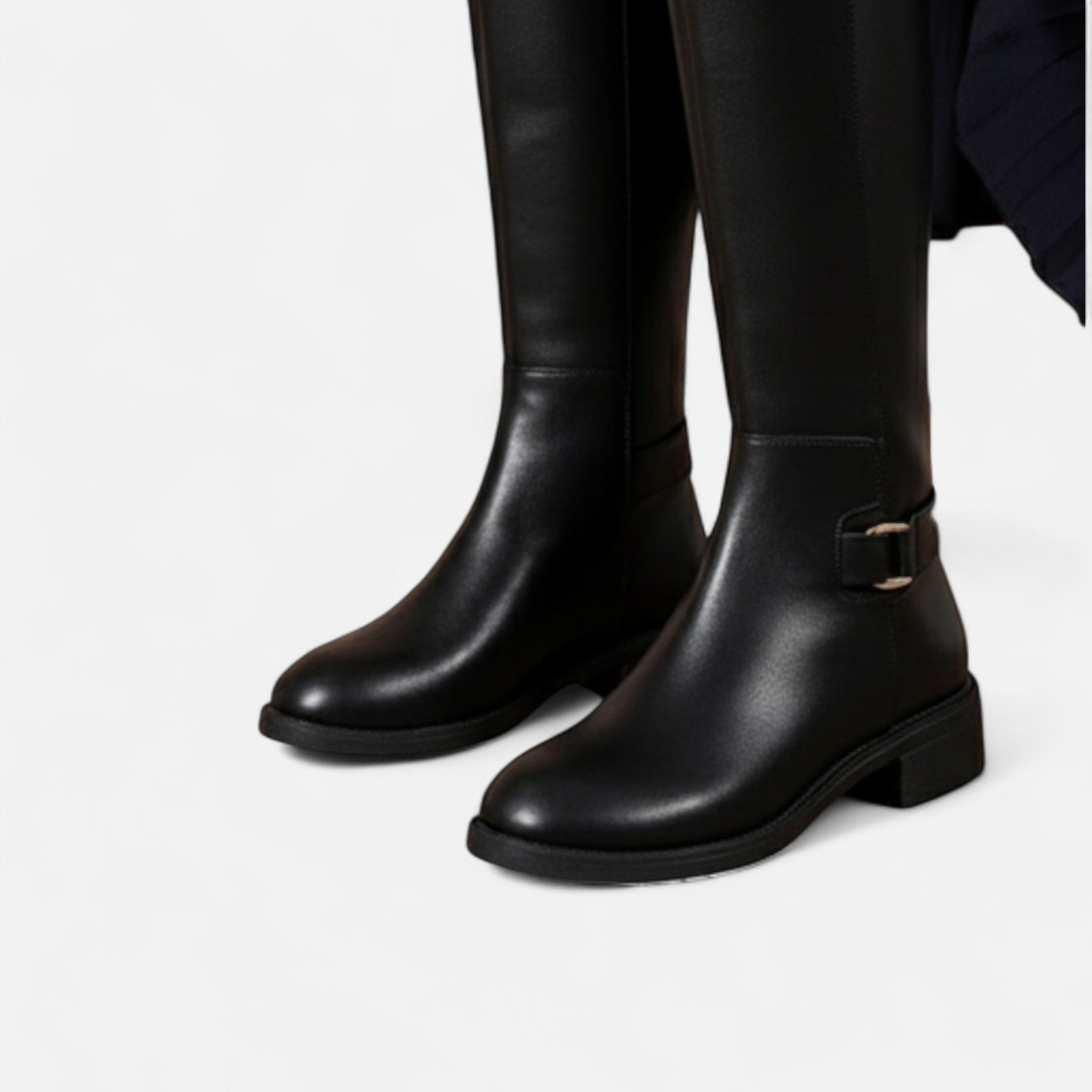 Montenza | Women’s Knee-High Leather Boots – Equestrian Buckle Elegance