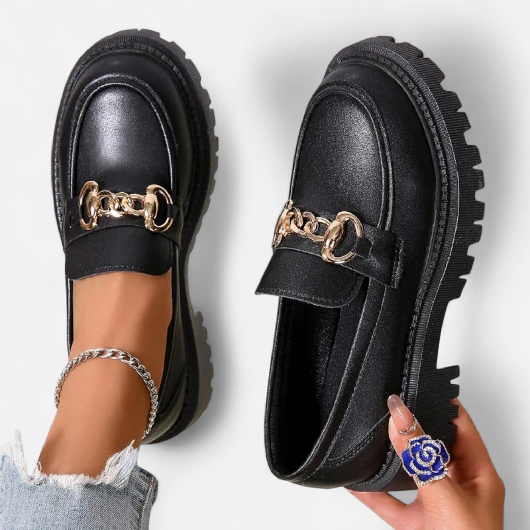 Montenza | Women’s Thick-Heel Loafers – Vintage Preppy Elegance