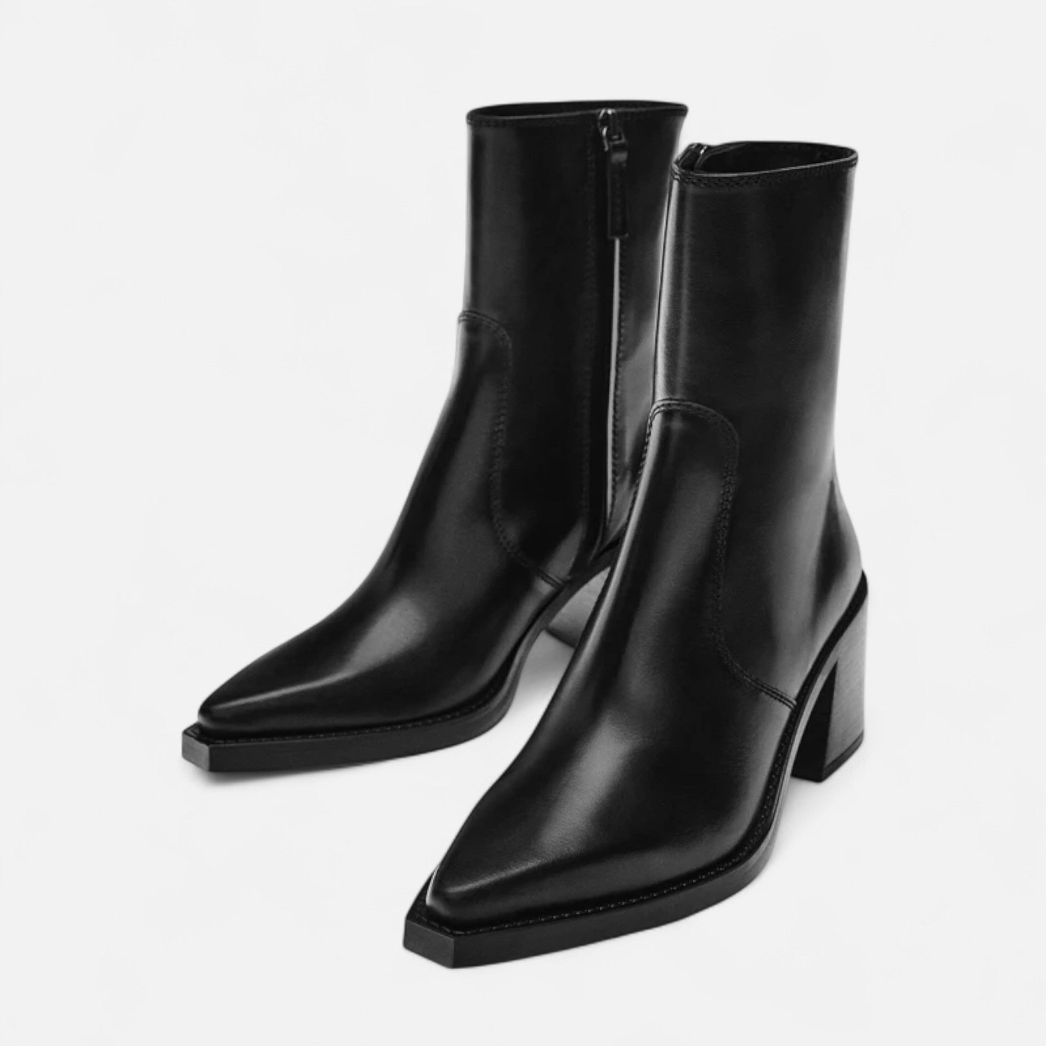 Montenza | Women’s High-Heeled Leather Ankle Boots – Sculpted Elegance