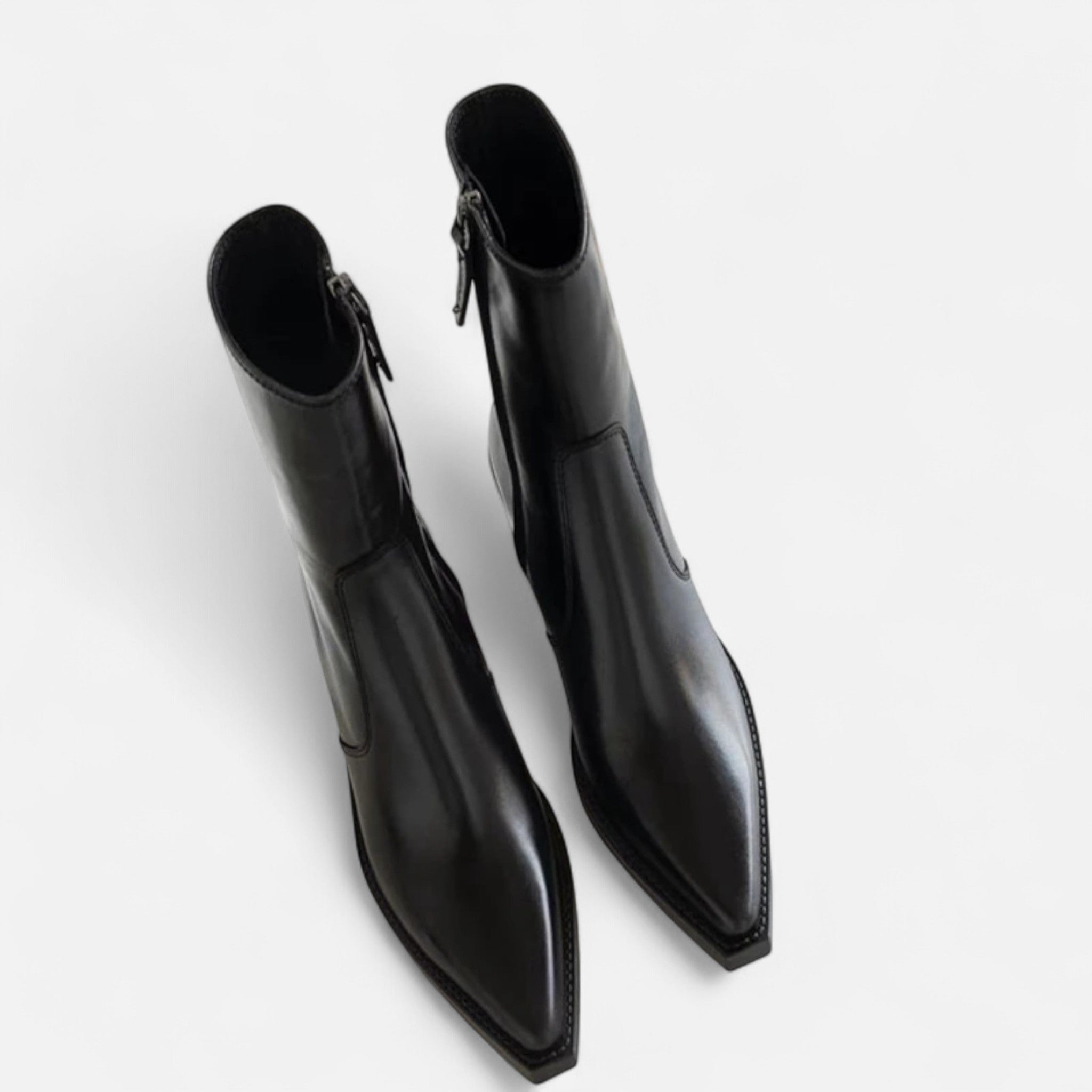 Montenza | Women’s High-Heeled Leather Ankle Boots – Sculpted Elegance