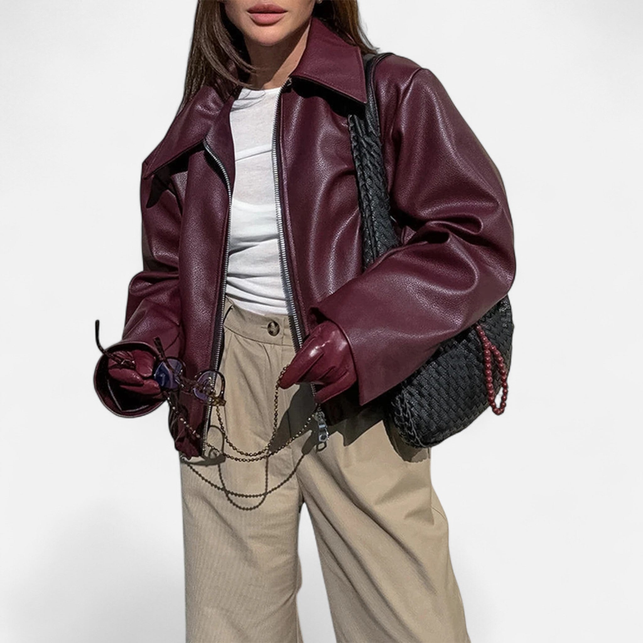 Montenza | Women’s Wide-Cut Leather Jacket – Contemporary Silhouette