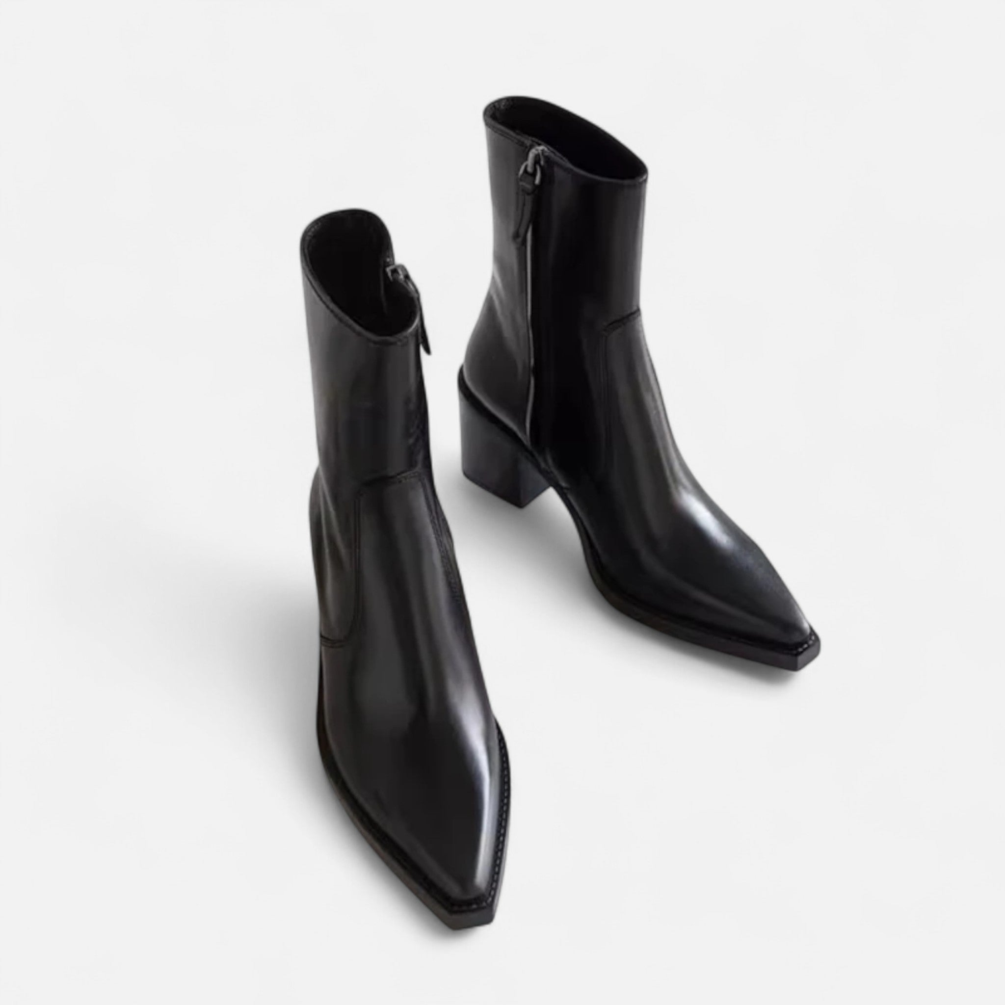Montenza | Women’s High-Heeled Leather Ankle Boots – Sculpted Elegance