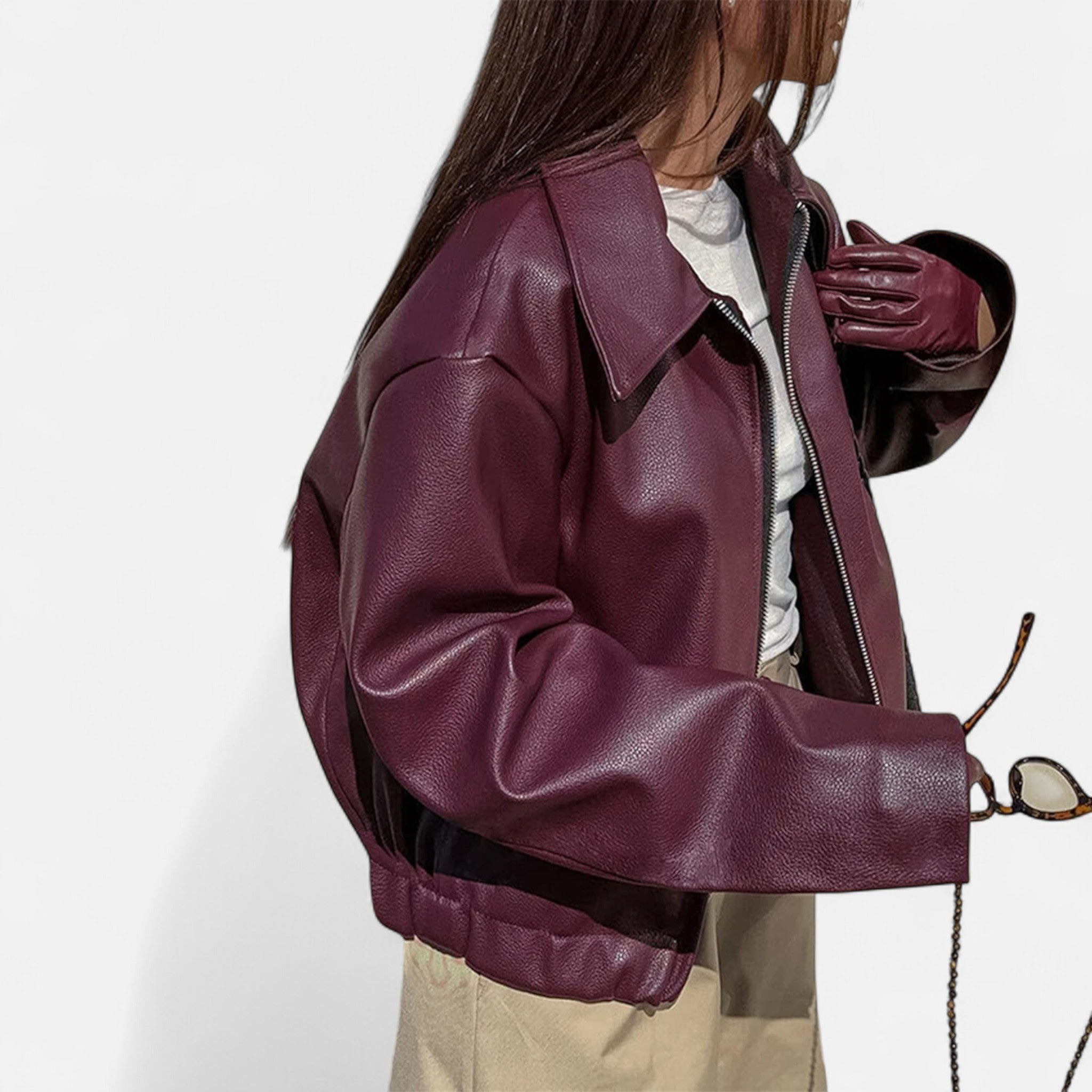 Montenza | Women’s Wide-Cut Leather Jacket – Contemporary Silhouette