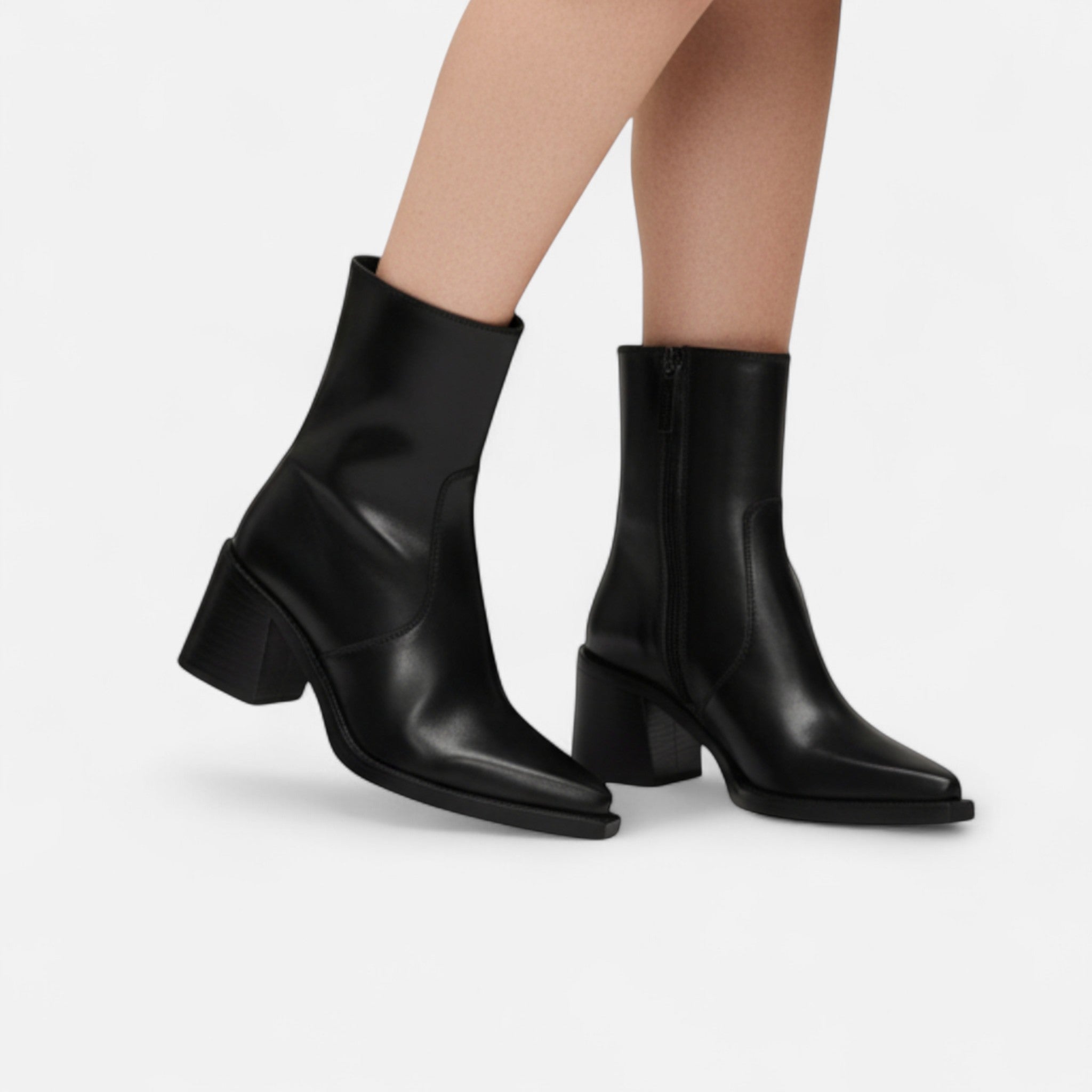 Montenza | Women’s High-Heeled Leather Ankle Boots – Sculpted Elegance