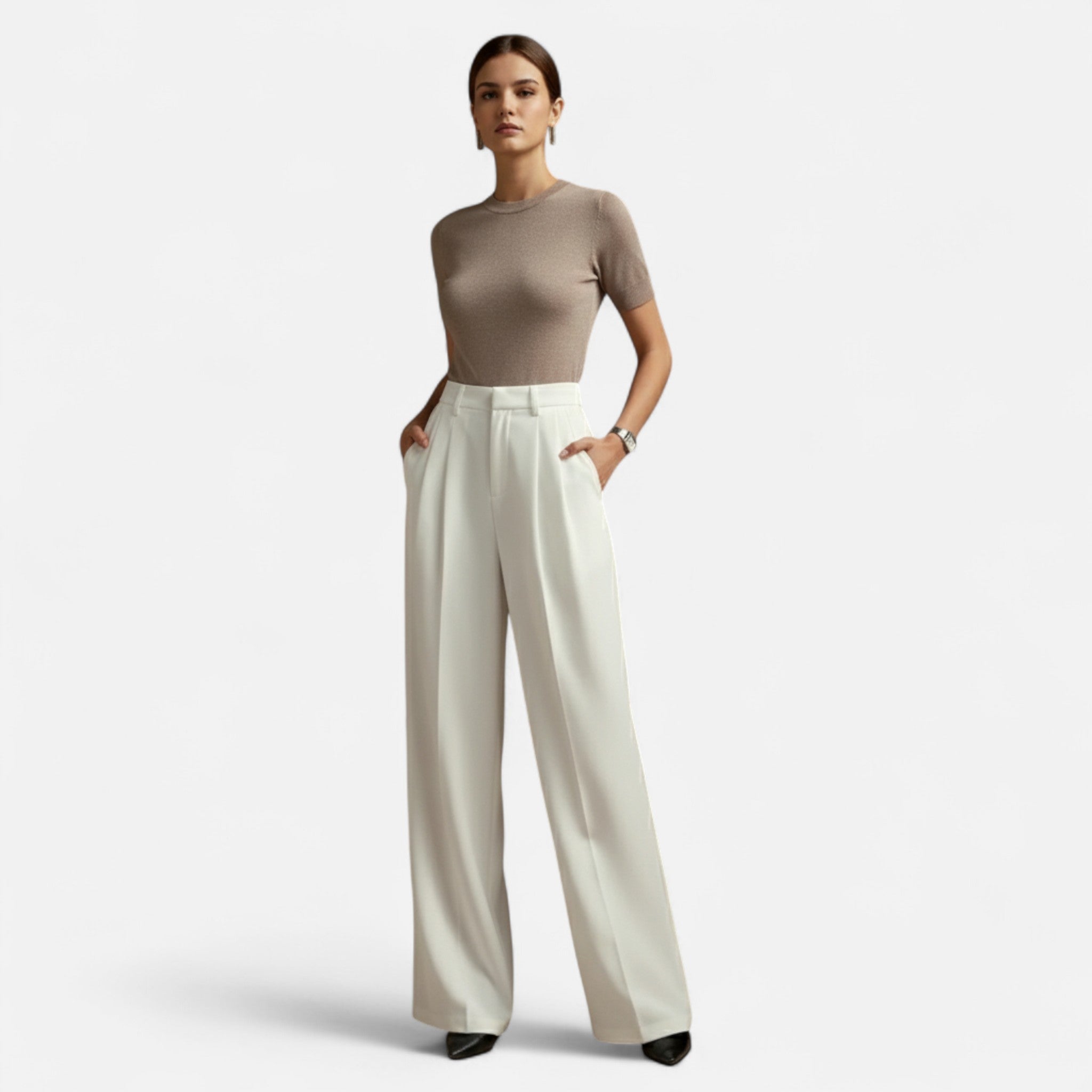 Montenza | Women’s High-Waist Wide Leg Trousers – Tailored Grace