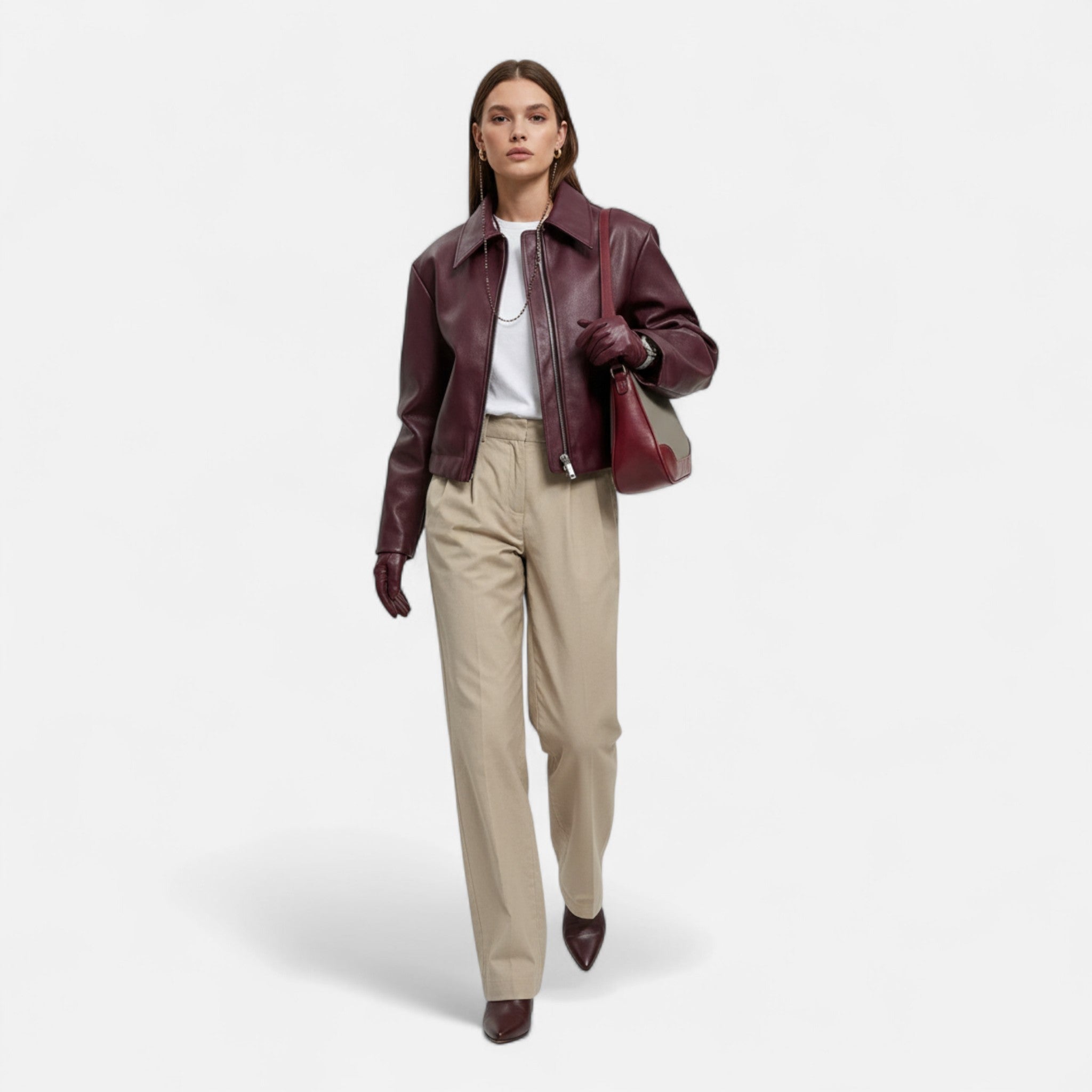 Montenza | Women’s Wide-Cut Leather Jacket – Contemporary Silhouette