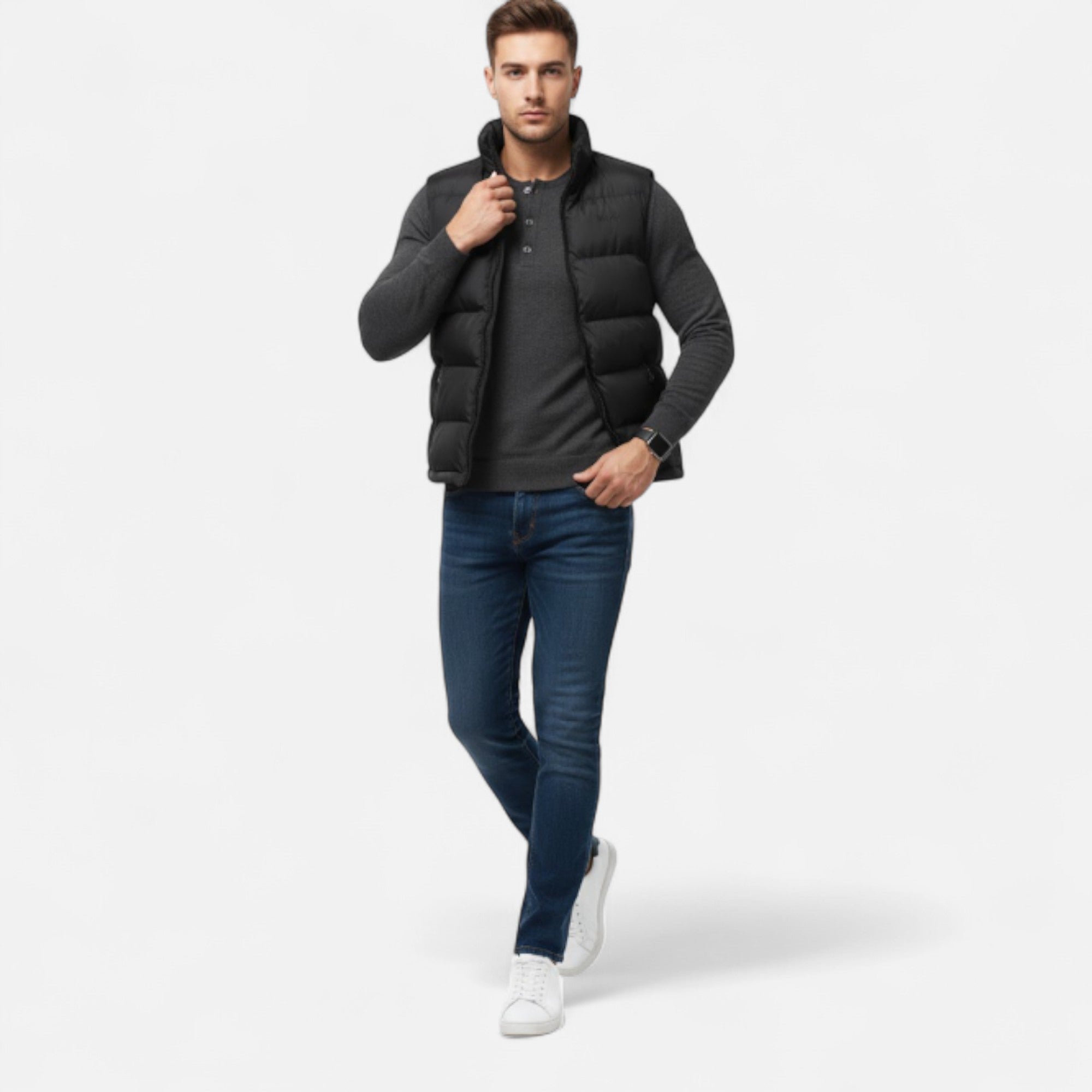 Montenza | Men’s Down Cotton Vest – Heritage Embroidery