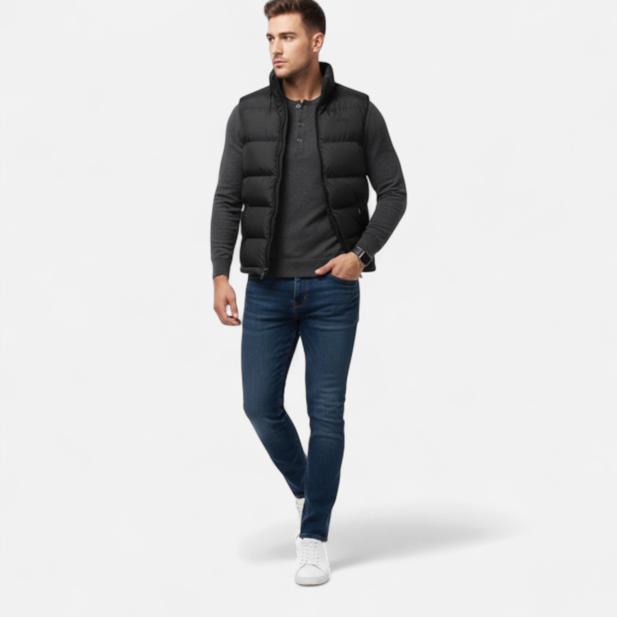 Montenza | Men’s Down Cotton Vest – Heritage Embroidery