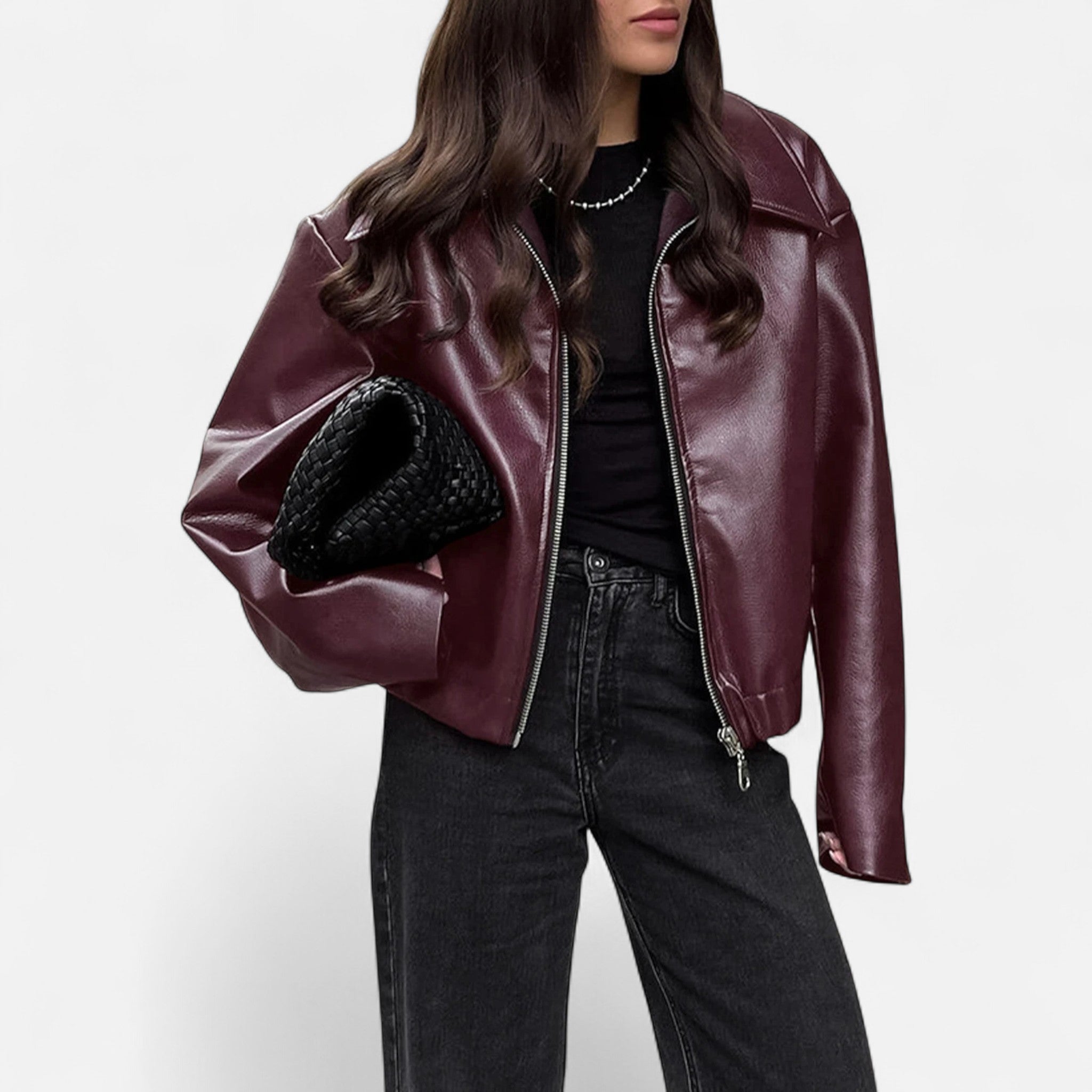 Montenza | Women’s Wide-Cut Leather Jacket – Contemporary Silhouette
